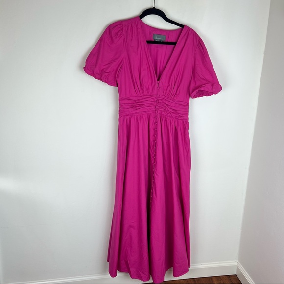 Anthropologie  The Katerina V-Neck Button-Front Midi Dress Size M - Picture 4 of 9